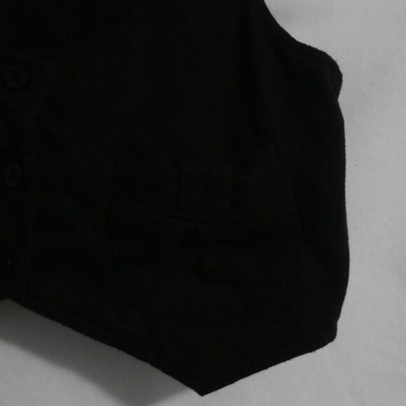 Black Cropped Vest | 10/12 medium | Button Down Front With Pockets - Picture 8 of 14